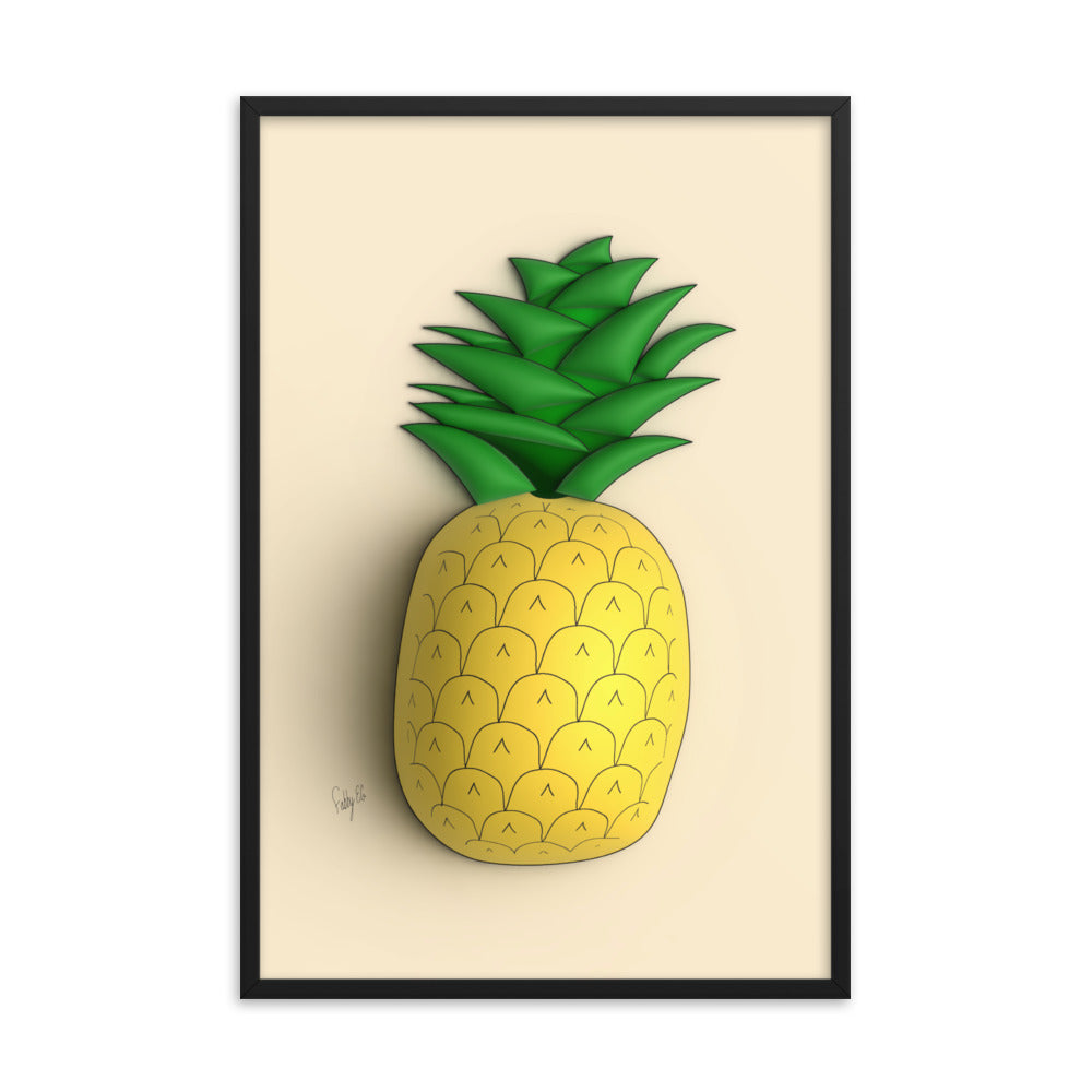 Pineapple 3D framed poster