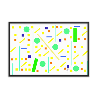 Squares and petite rectangles (white) framed poster