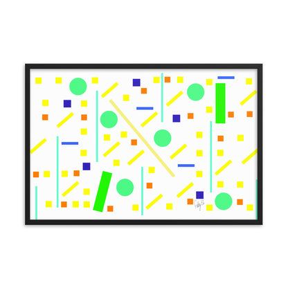 Squares and petite rectangles (white) framed poster