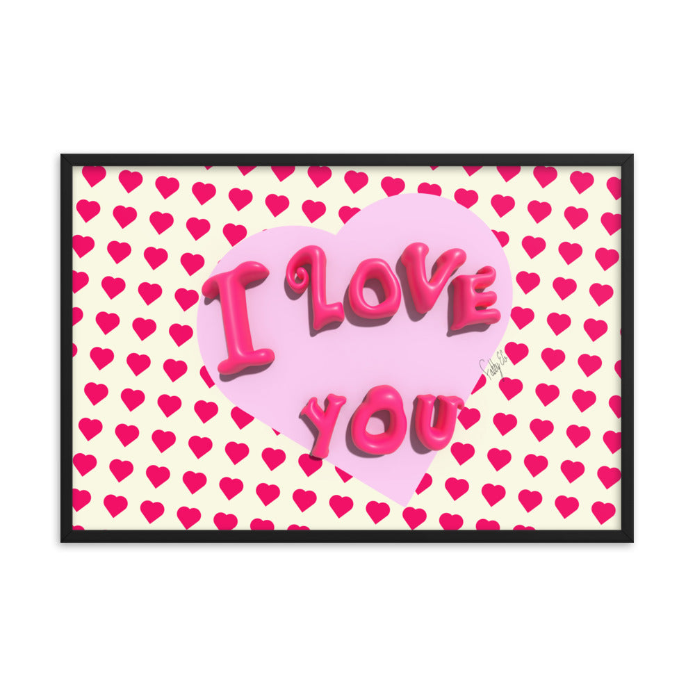 I love you heart framed poster