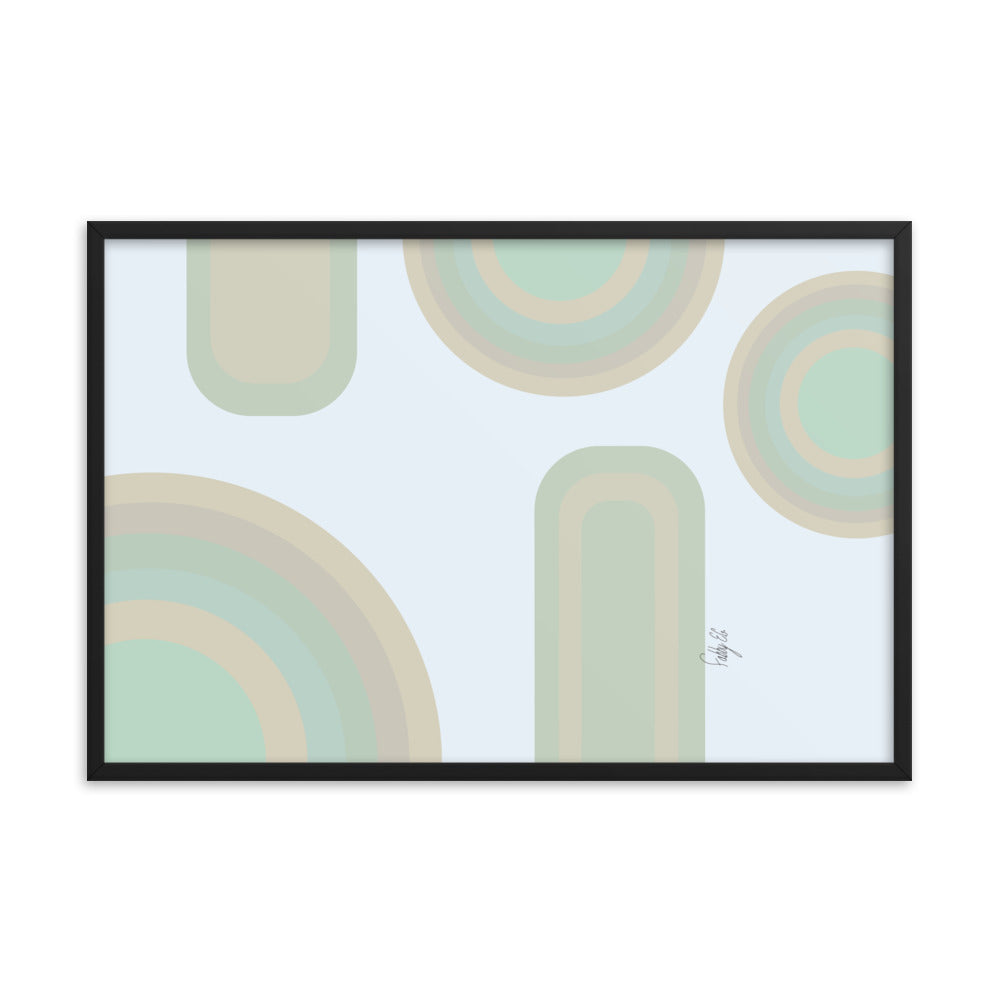 Neutral patterns blue framed poster