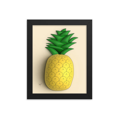 Pineapple 3D framed poster