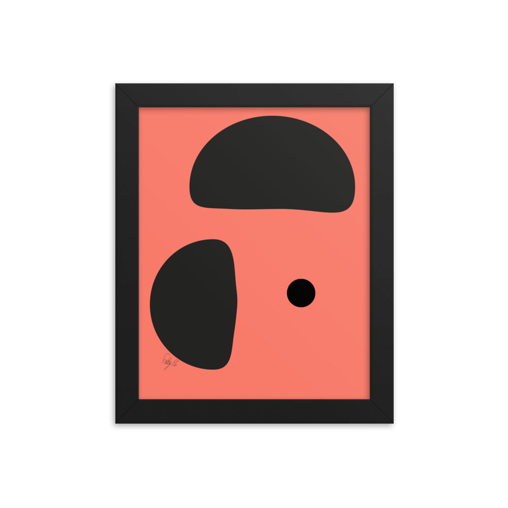 Opposite dots salmon framed poster