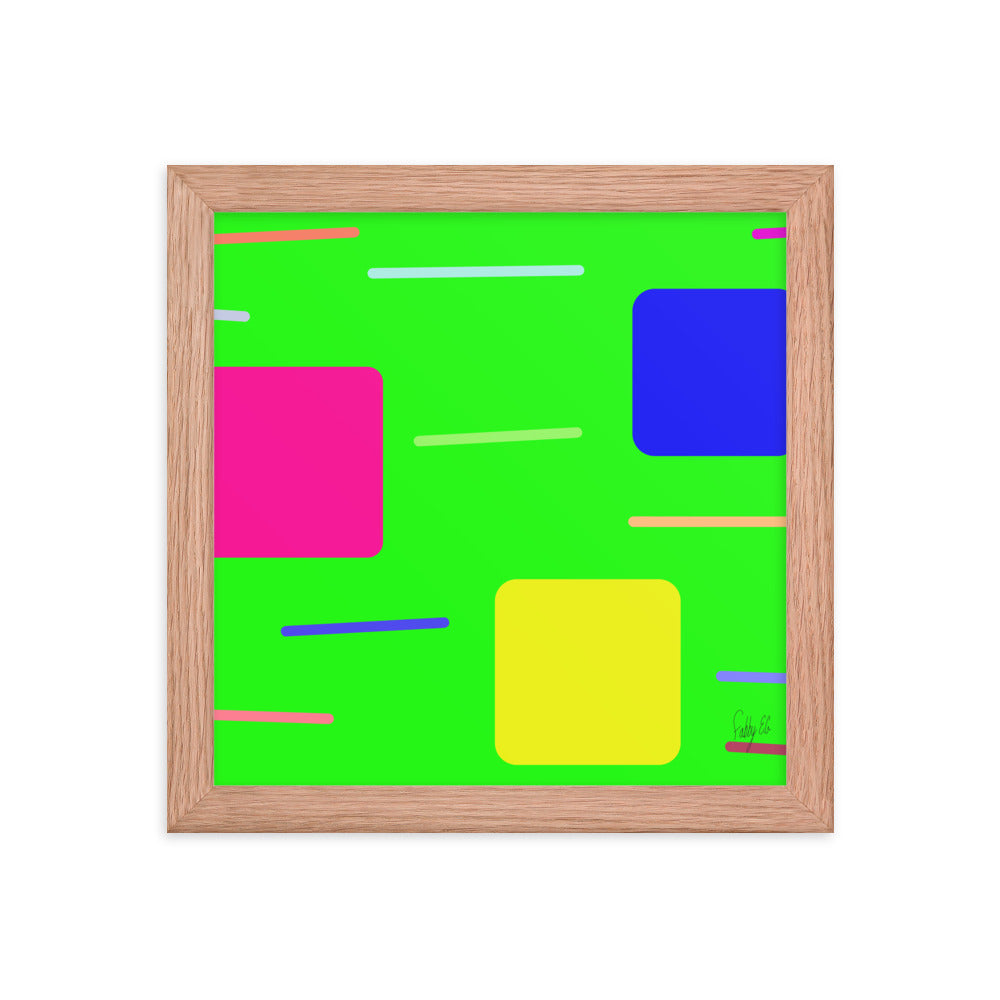 Time zone in a square green framed poster