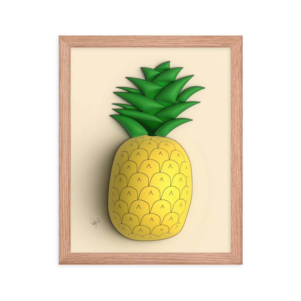 Pineapple 3D framed poster