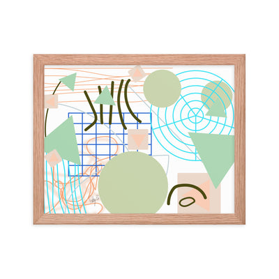 Triangular green circles framed poster