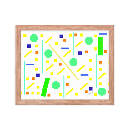 Squares and petite rectangles (white) framed poster