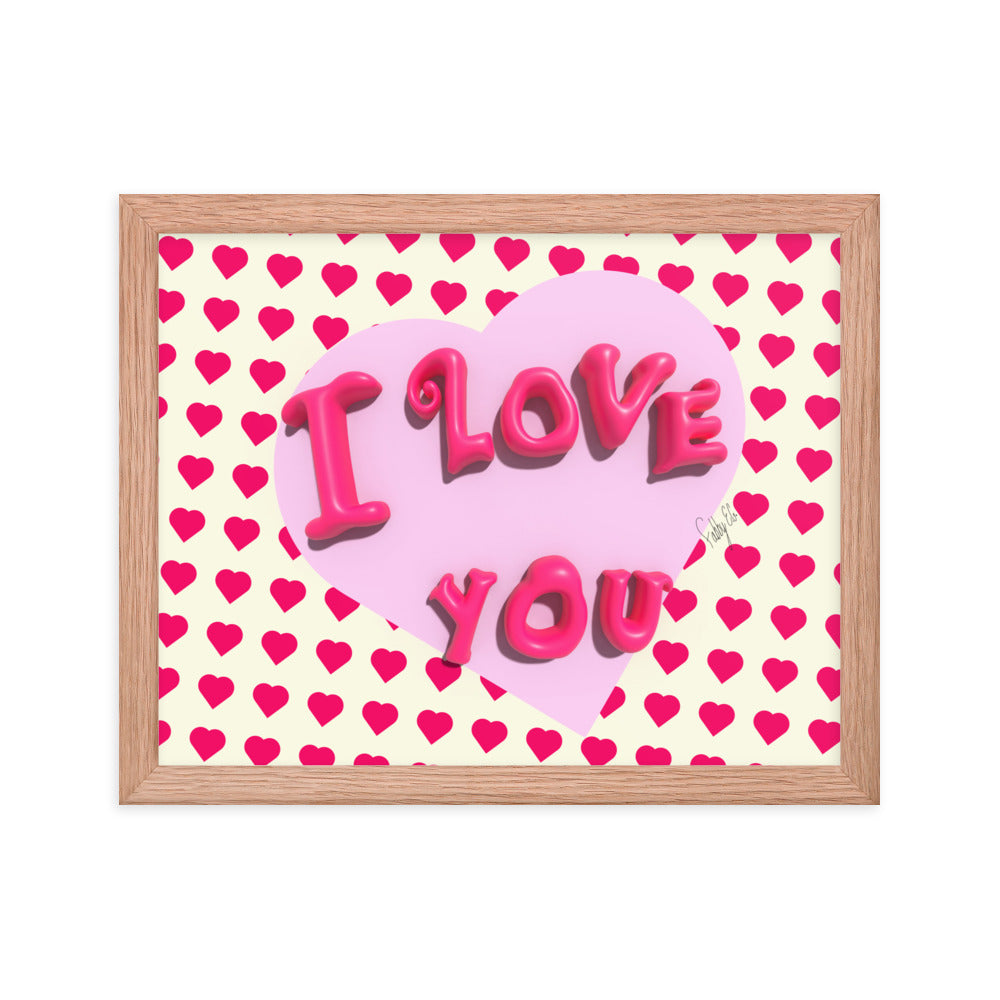 I love you heart framed poster