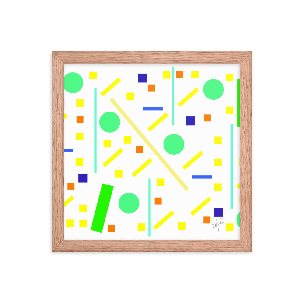 Squares and petite rectangles (white) framed poster