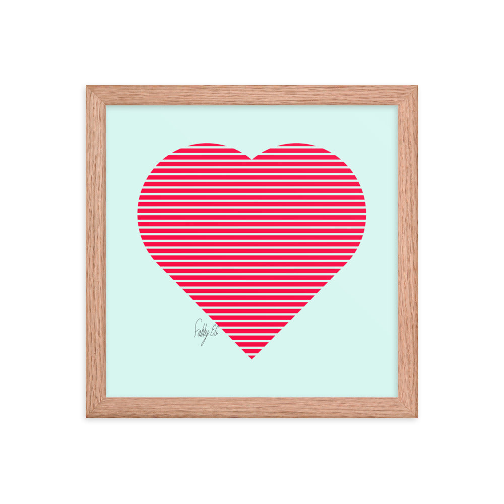 In love (passion heart stripes) framed poster