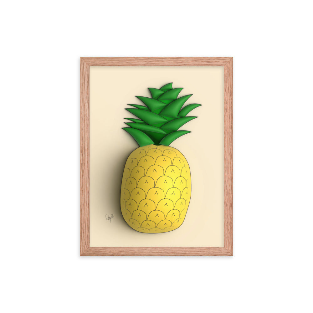 Pineapple 3D framed poster