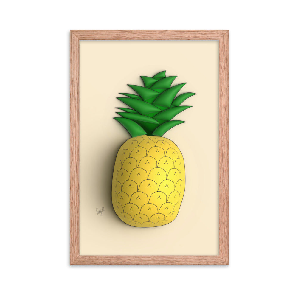 Pineapple 3D framed poster