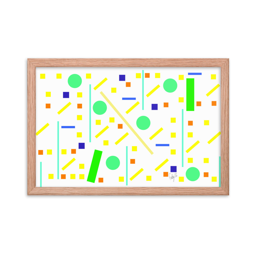 Squares and petite rectangles (white) framed poster