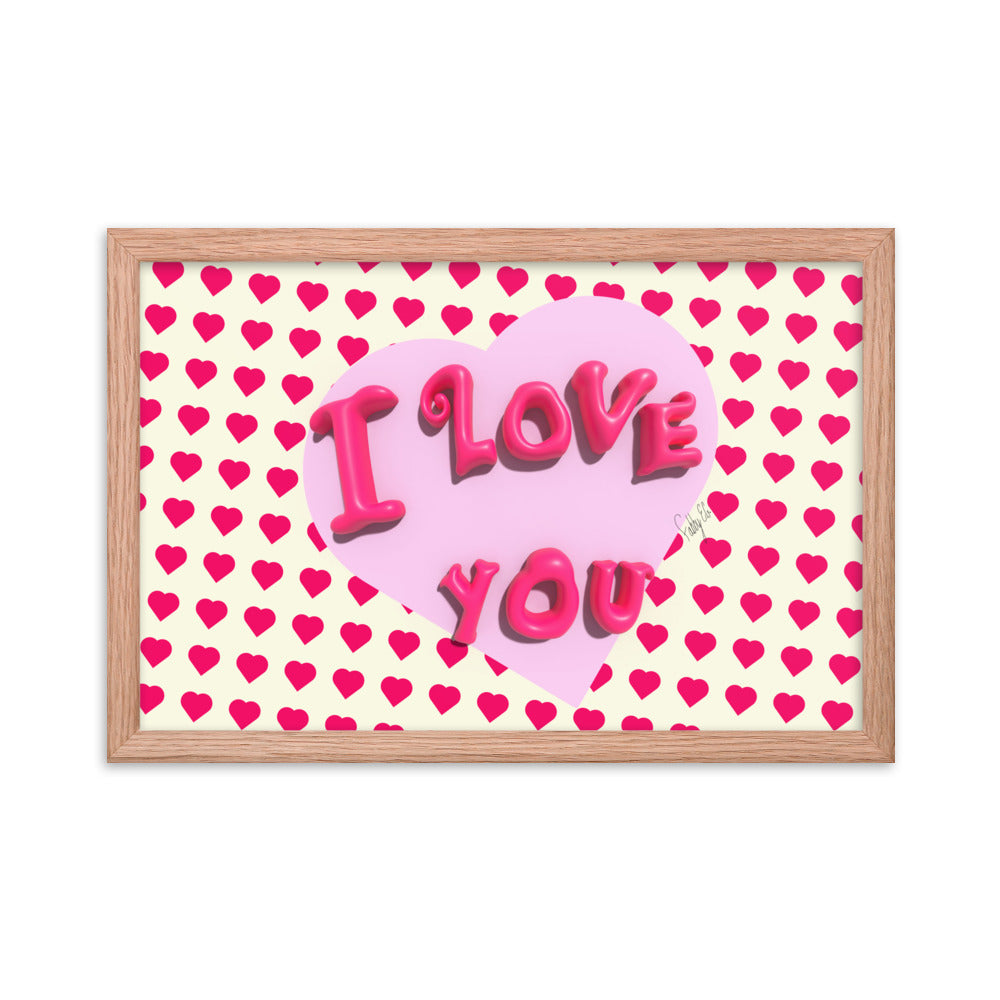 I love you heart framed poster