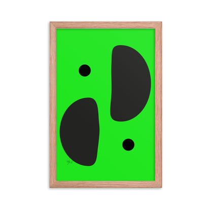 Mirror effect dots green framed poster