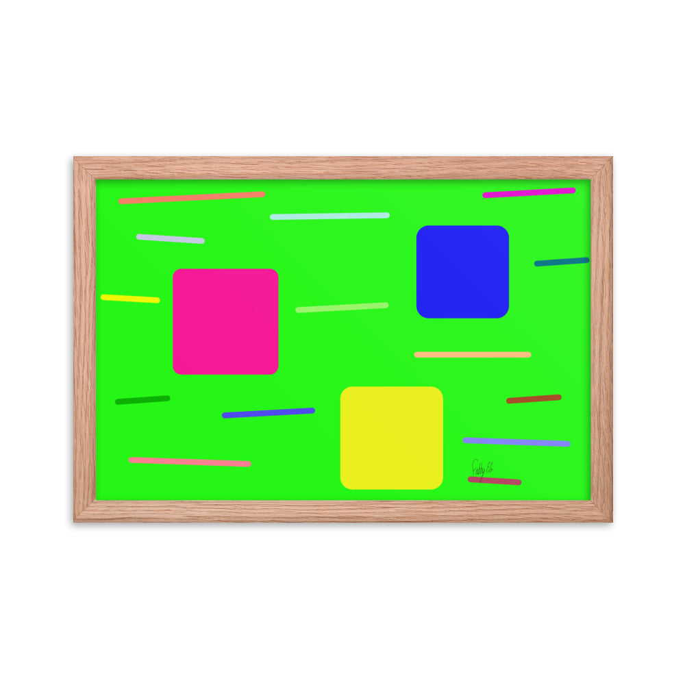 Time zone in a square green framed poster