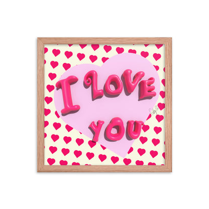 I love you heart framed poster