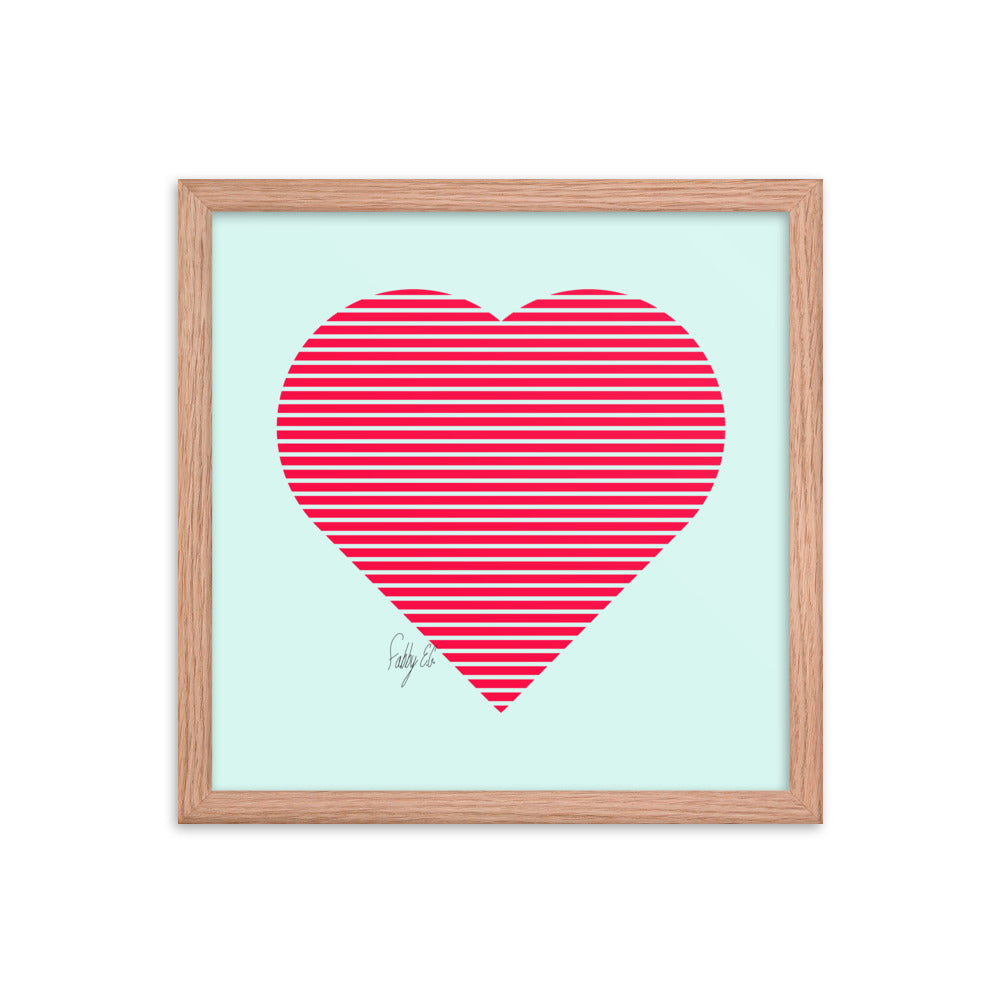 In love (passion heart stripes) framed poster