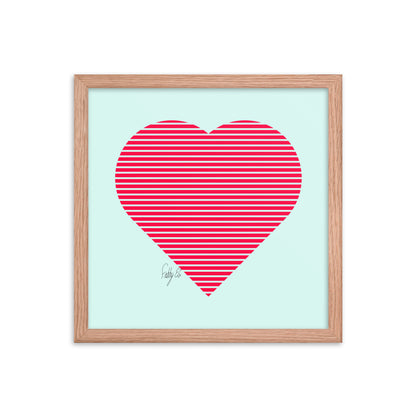 In love (passion heart stripes) framed poster