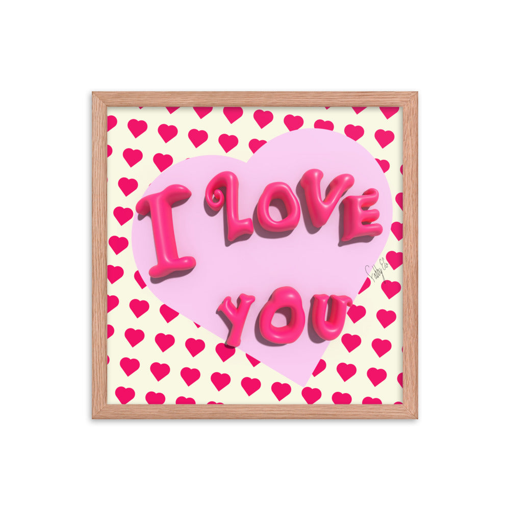 I love you heart framed poster