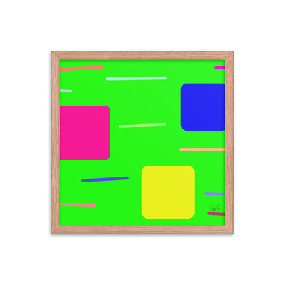 Time zone in a square green framed poster