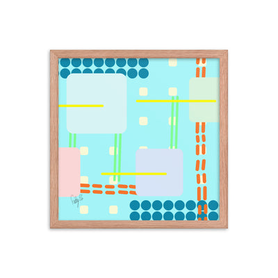 Off grid blue framed poster