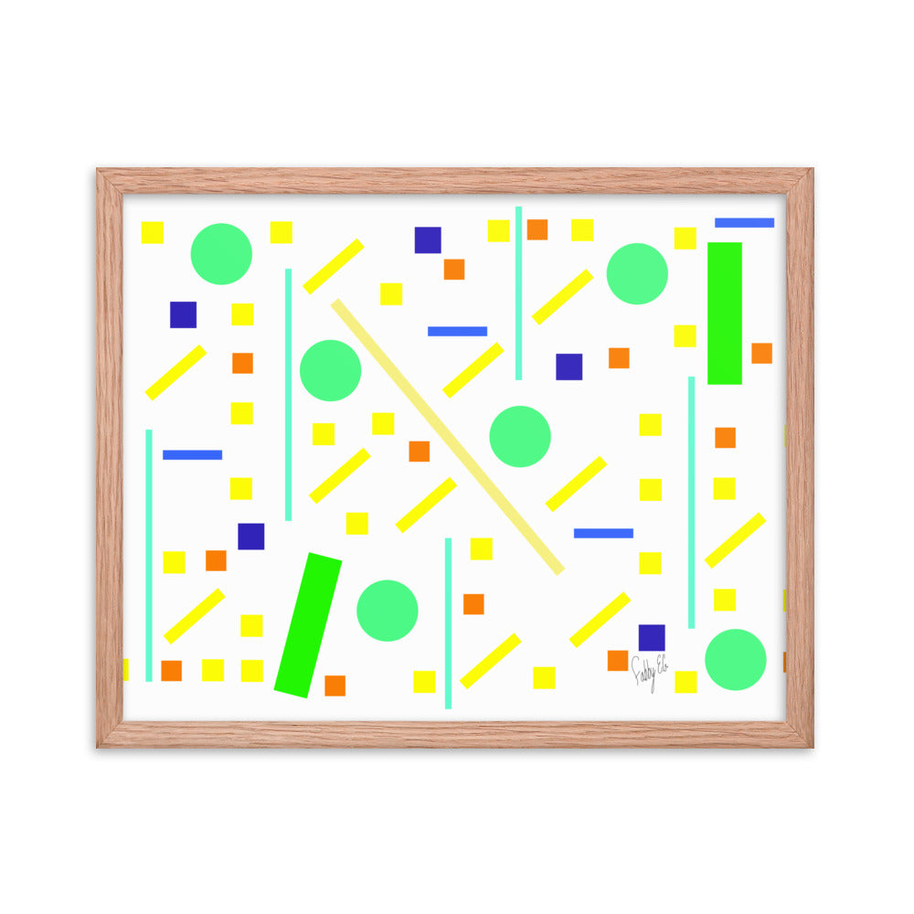 Squares and petite rectangles (white) framed poster