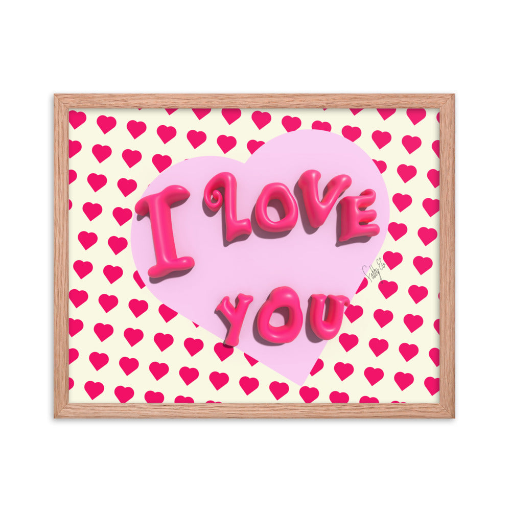 I love you heart framed poster