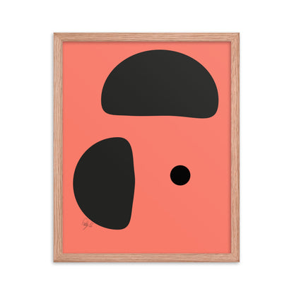 Opposite dots salmon framed poster