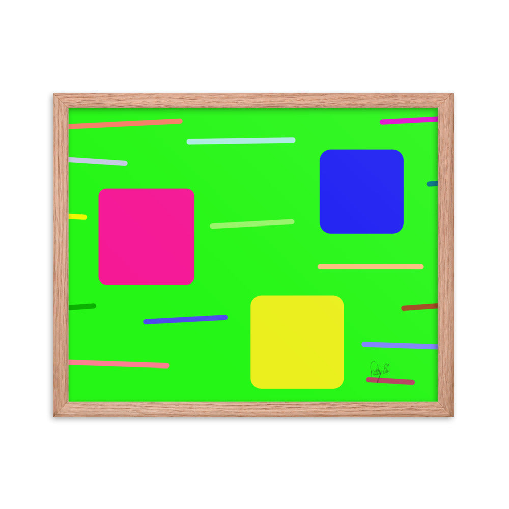 Time zone in a square green framed poster