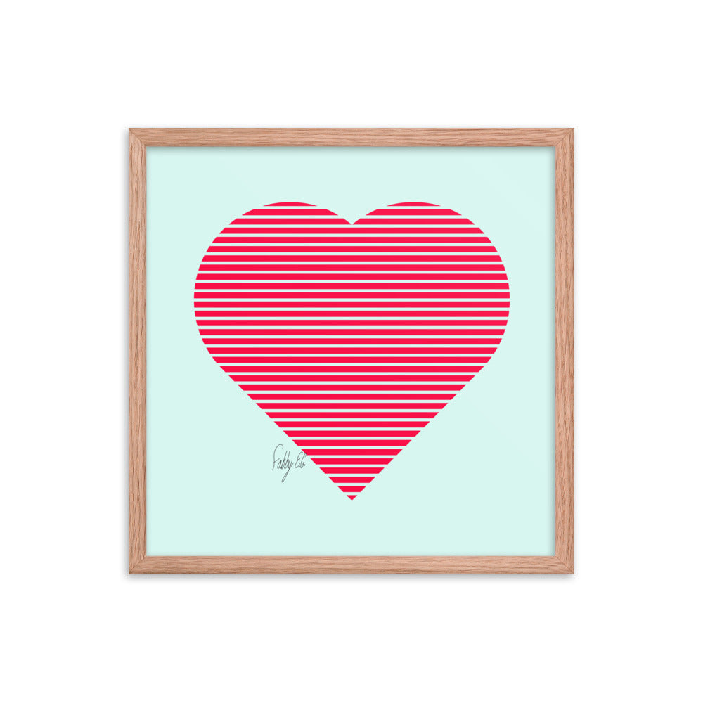 In love (passion heart stripes) framed poster