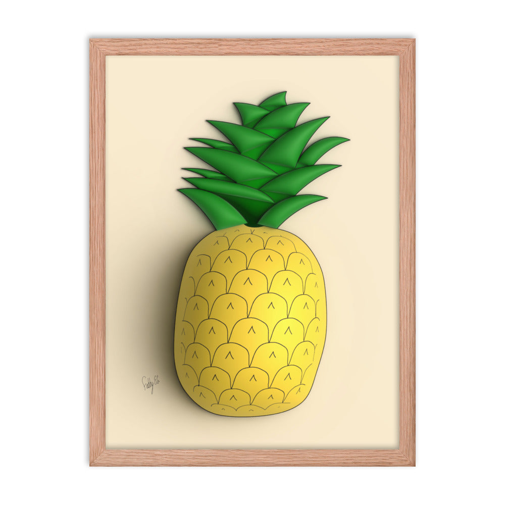 Pineapple 3D framed poster