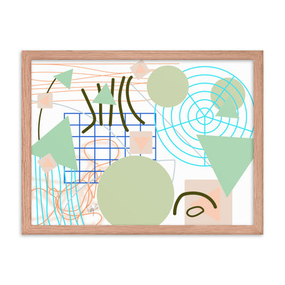 Triangular green circles framed poster