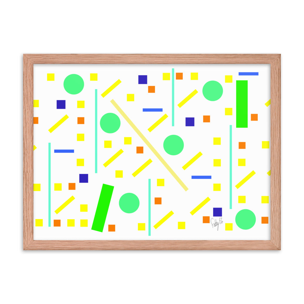 Squares and petite rectangles (white) framed poster