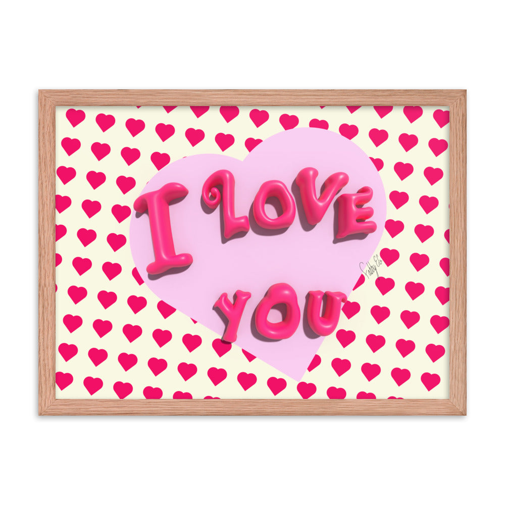 I love you heart framed poster