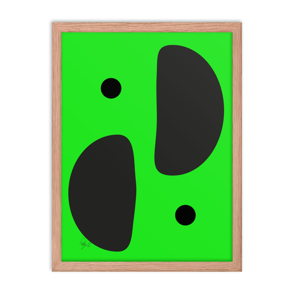 Mirror effect dots green framed poster