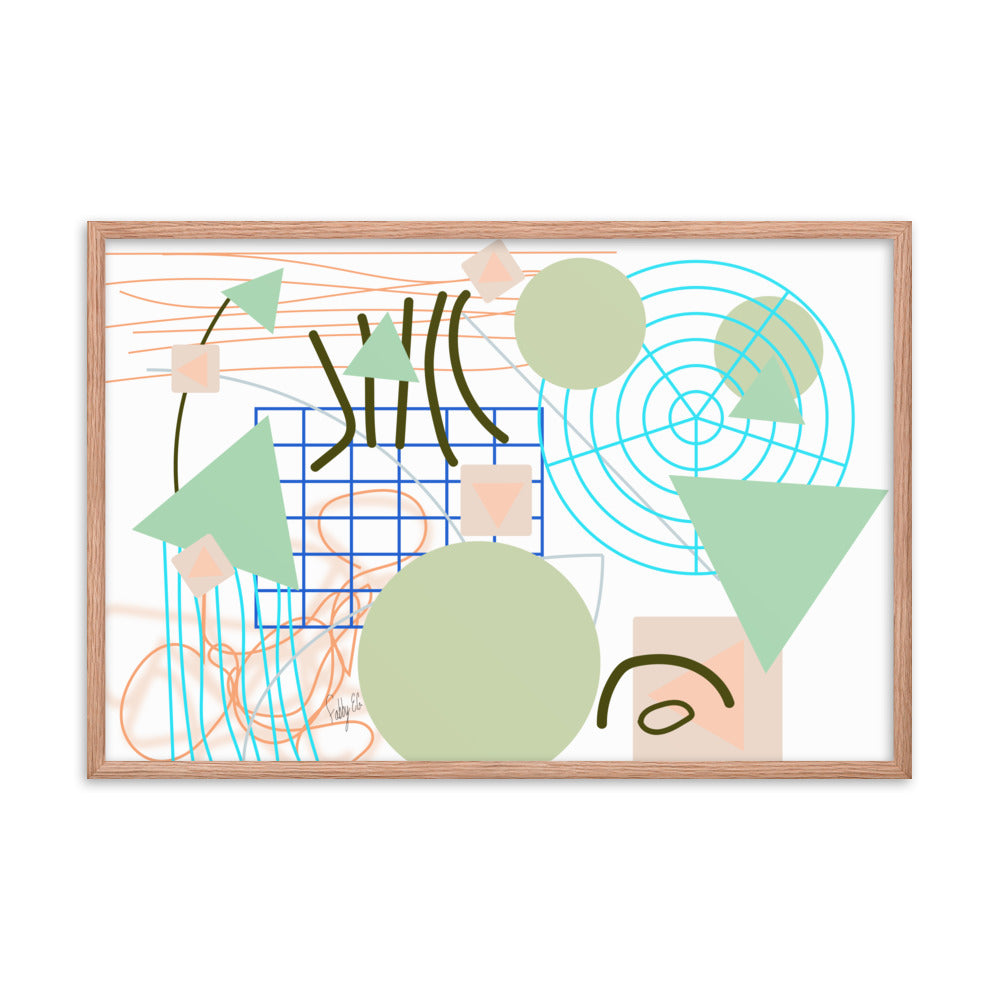 Triangular green circles framed poster