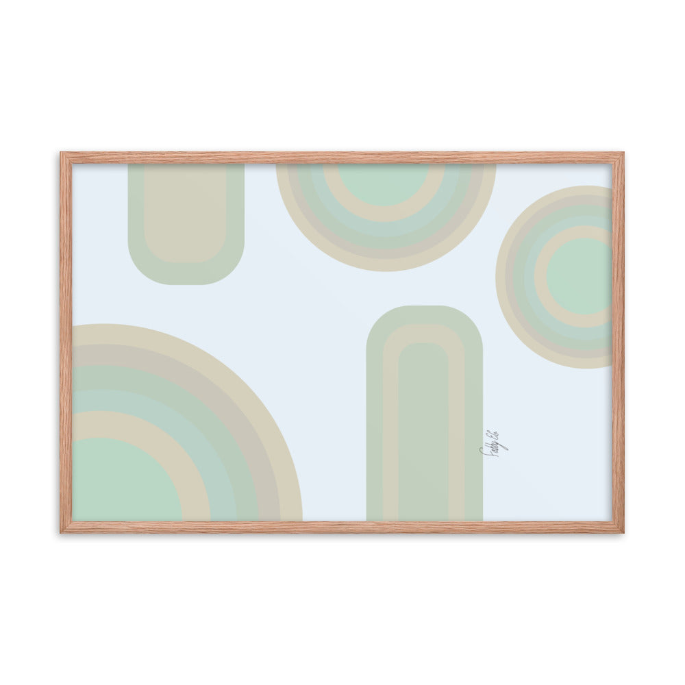 Neutral patterns blue framed poster