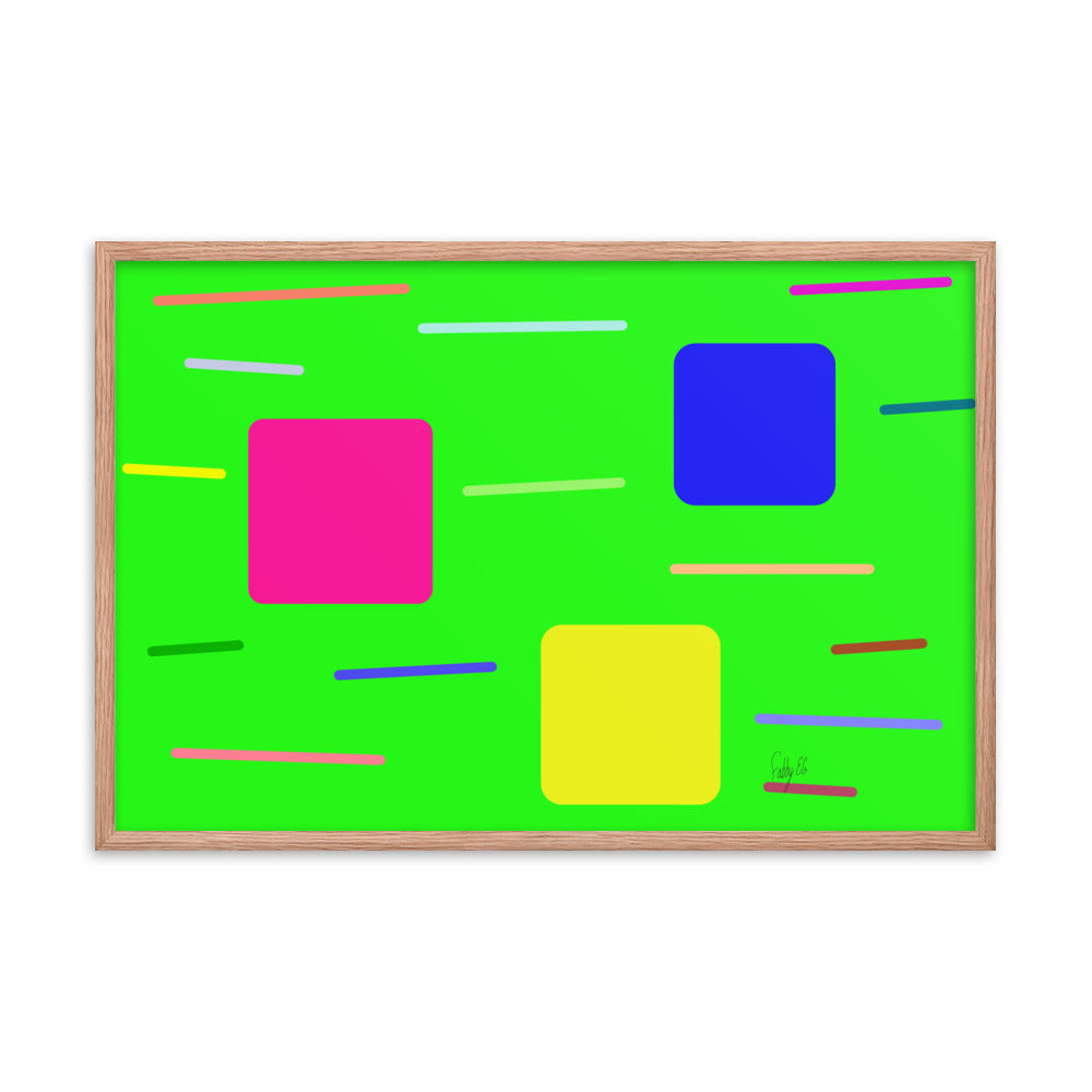 Time zone in a square green framed poster