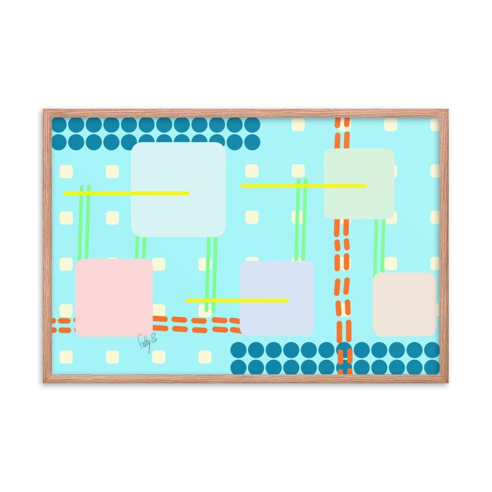 Off grid blue framed poster