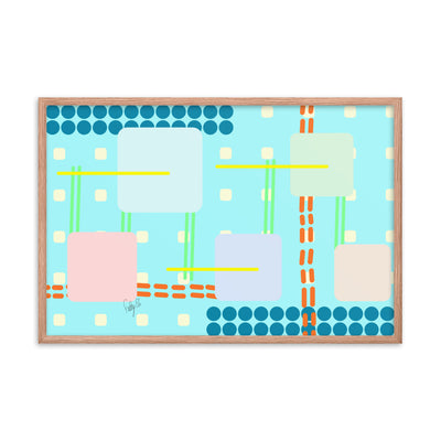 Off grid blue framed poster