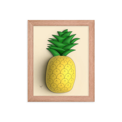 Pineapple 3D framed poster