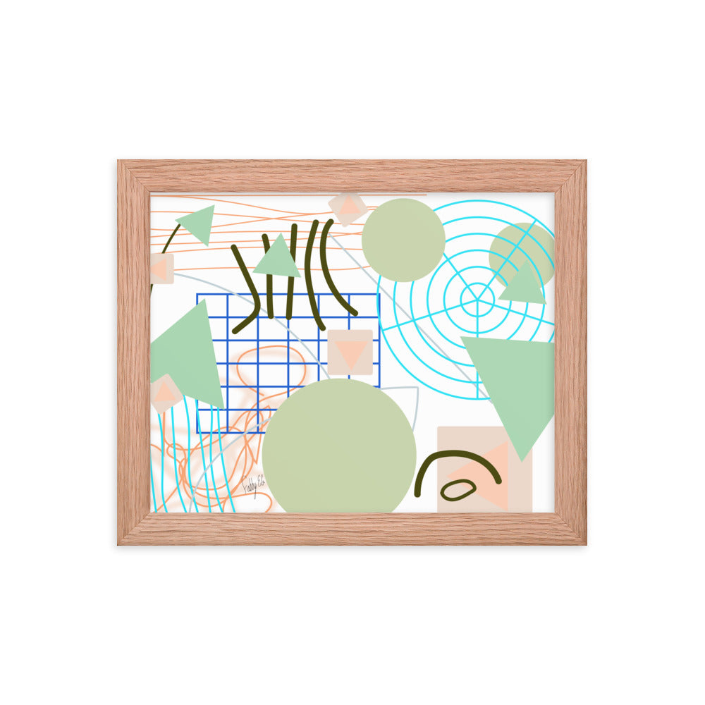 Triangular green circles framed poster