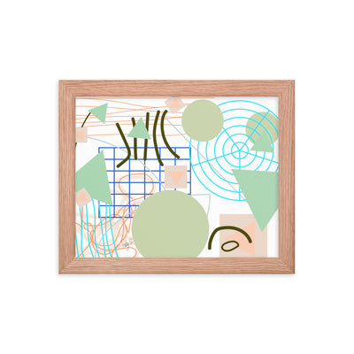 Triangular green circles framed poster