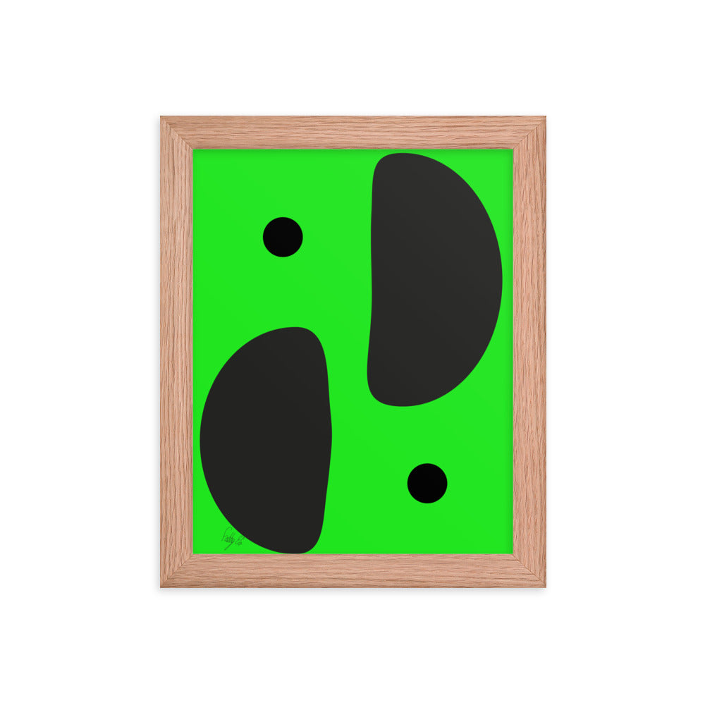 Mirror effect dots green framed poster