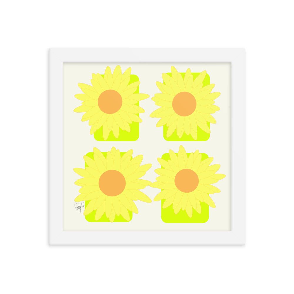 Sunflower squares framed poster