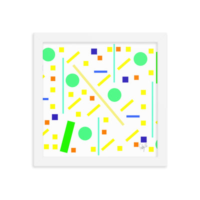Squares and petite rectangles (white) framed poster