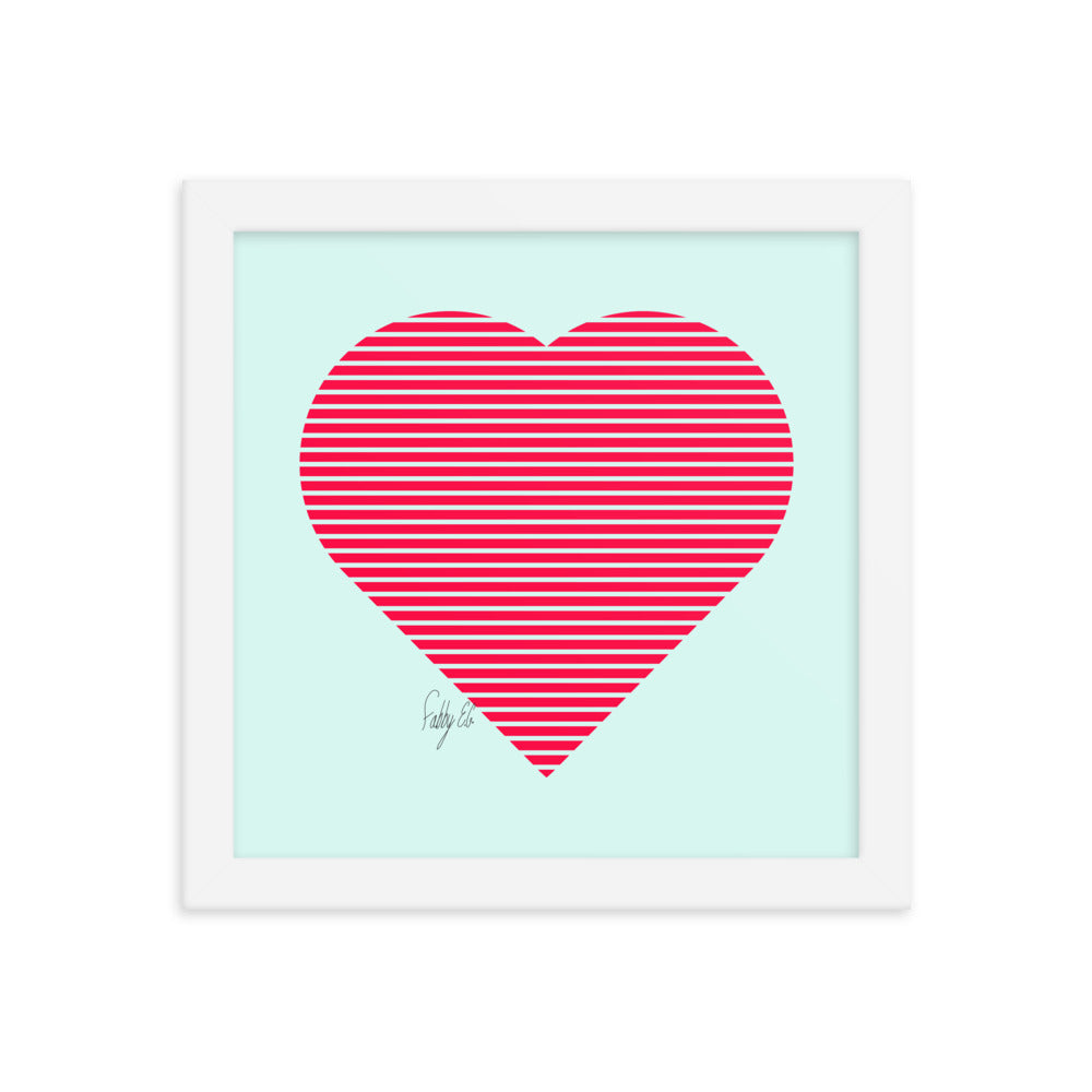 In love (passion heart stripes) framed poster