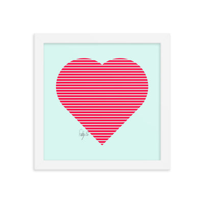 In love (passion heart stripes) framed poster