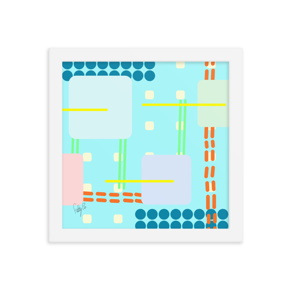 Off grid blue framed poster